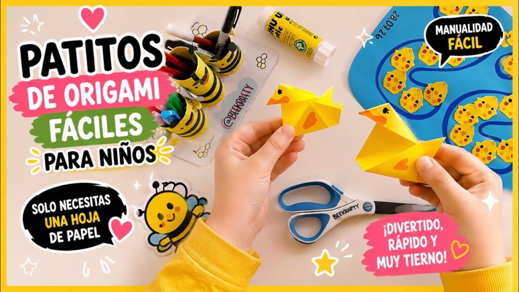 Patitos de Origami Fáciles para Niños | Manualidad Divertida con Papel